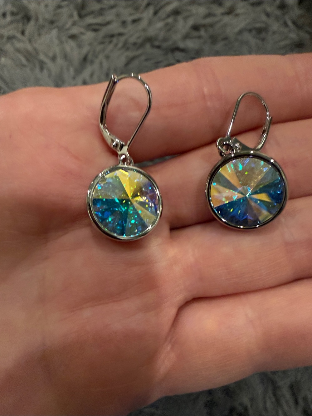 Touchstone Crystal Silver Earrings with Aurora Stones